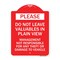 Signmission Do Not Leave Valuables in Plain View Management Not Responsible for ANY Theft, A-DES-RW-1824-23280 A-DES-RW-1824-23280 - alternate 1